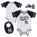 Newborn & Infant White New York Yankees Base Hitter Bodysuit, Bib Bootie Set