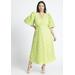 Plus Size Women's Textural Floral Maxi Dress With Pleats by ELOQUII in Wild Lime (Size 18)