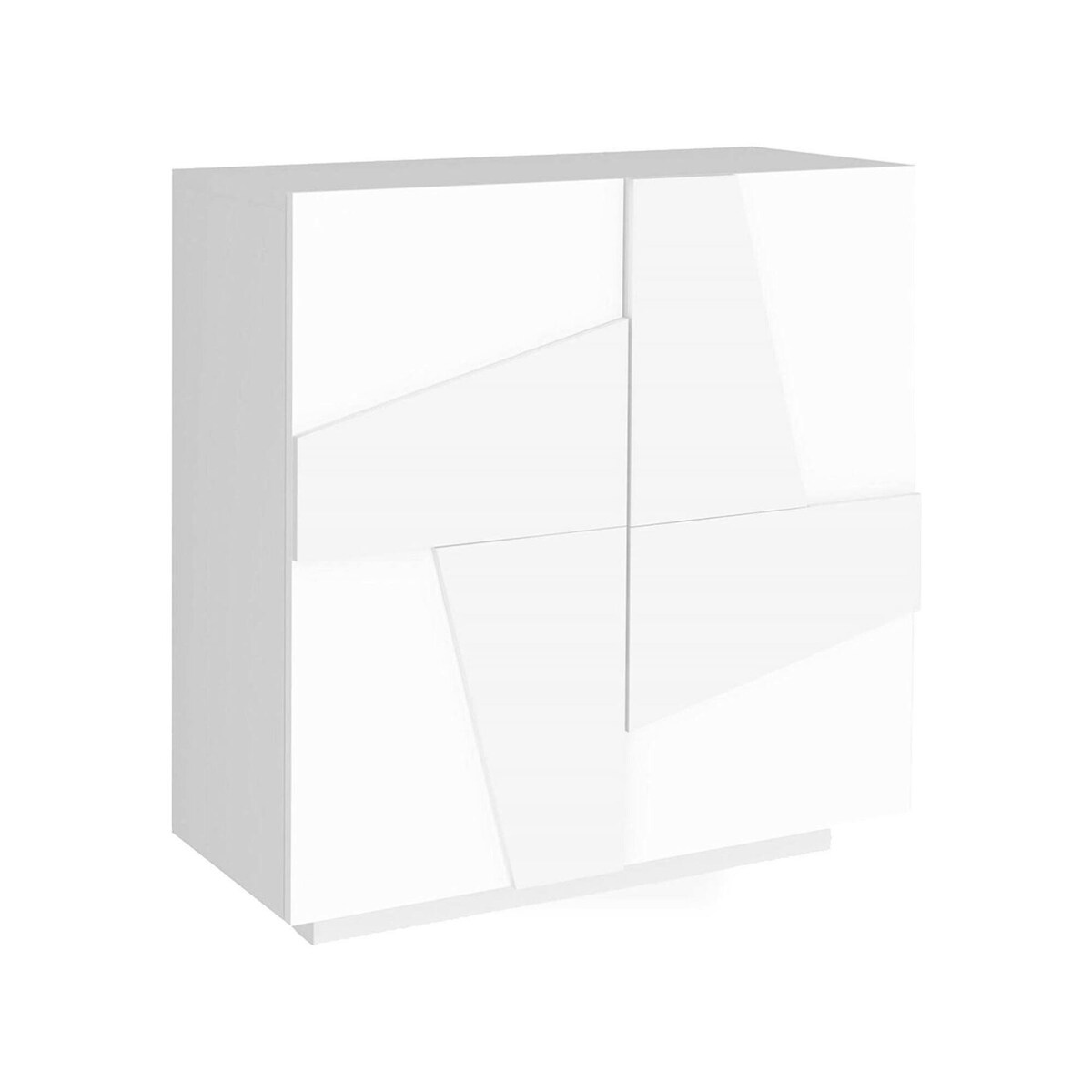 Dmora Schuhschrank Joel, Mehrzweckschrank mit 2 Türen, Eingangsschuhregal, 100 % Made in Italy, cm 81x38h86, glänzend weiß mit Detail Image