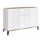 Dmora Kommode Giorgio, Küchen-Sideboard mit 3 Türen und 1 Schublade, Wohnzimmer-Buffet, Küchen-Sideboard, 120x40h82 cm, Weiß glänzend und Ahorn