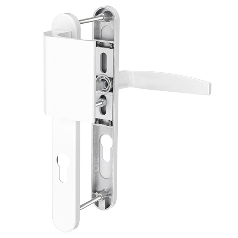 MS Beschläge Langschild PZ 72mm Schmalrahmengarnitur Weiß Stossgriff/Drücker TS 87-102mm Image