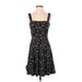 Nine Britton Casual Dress - A-Line Square Sleeveless: Black Floral Dresses - Women's Size Small