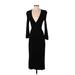 Diane von Furstenberg Casual Dress - Sheath Plunge 3/4 sleeves: Black Print Dresses - Women's Size 4