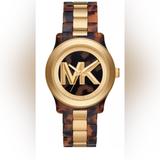 Michael Kors Accessories | Michael Kors Women's Runway Quartz Brown Dial Tortoiseshell Watch | Color: Brown/Gold | Size: Os