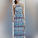 Athleta Dresses | Athleta Sunset Dress In Blue Tones Maxi Length & Ties At The Waist Size Small | Color: Blue | Size: S