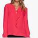 Kate Spade Tops | Kate Spade New York Women's Live Colorfully Red/Pink Blouse Ruffle Front Sz 6 | Color: Pink/Red | Size: 6