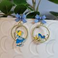 Disney Jewelry | Cinderella Hoop Drop Earrings, 925 Posts | Color: Blue/Gold | Size: Os