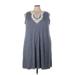 Max Studio Casual Dress - Mini V Neck Sleeveless: Gray Dresses - Women's Size 3X