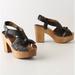 Anthropologie Shoes | Anthropologie Miss Albright Wooden Platform Heel Clogs Size 6.5 | Color: Black | Size: 6.5