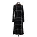 Universal Thread Casual Dress - Midi High Neck Long sleeves: Black Plaid Dresses - Women's Size X-Small