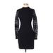 Lulus Casual Dress - Sheath Mock Long sleeves: Black Print Dresses - Women's Size Small