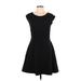 Ann Taylor LOFT Casual Dress - Mini Scoop Neck Short sleeves: Black Dresses - Women's Size 6