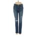 FRAME Denim Jeggings - High Rise Skinny Leg Trashed: Blue Bottoms - Women's Size 27 - Sandwash