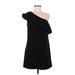 French Connection Casual Dress - Party Open Neckline Short sleeves: Black Print Dresses - Women's Size 8