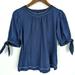 Anthropologie Tops | Anthropologie Navy Blue Cotton Rialto Side Ties Relaxed Tee Shirt | Color: Blue | Size: S