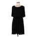 American Eagle Outfitters Casual Dress - A-Line Scoop Neck 3/4 sleeves: Black Solid Dresses - Women's Size Medium