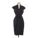 Calvin Klein Casual Dress - Sheath V Neck Short Sleeve: Black Solid Dresses - Women's Size 6