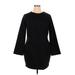 H&M Casual Dress - Sheath Crew Neck Long sleeves: Black Solid Dresses - Women's Size X-Large