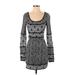 Free People Casual Dress - Sheath Scoop Neck Long sleeves: Gray Dresses - Women's Size Small