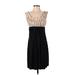 Eliza J Casual Dress - Party Scoop Neck Sleeveless: Black Print Dresses - Women's Size 4 Petite