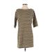 Topshop Casual Dress - Mini Crew Neck 3/4 sleeves: Green Print Dresses - Women's Size 4