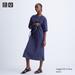 Women's Crepe Cotton Loose Snapped T Dress | Blue | Medium | UNIQLO US