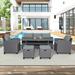 Outdoor 6-Pc Wicker Dining Set Patio Garden Backyard Rattan Sofa Set