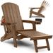 Folding Adirondack Chair Adjustable Backrest Chairs with Retractable Ottoman