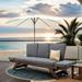 Outdoor Adjustable Patio Sofa Chaise Lounge, Brown+Grey