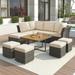9 Pieces Patio Furniture Set Outdoor Sectional Sofa Set All Weather Wicker Rattan Conversation Set with Coffee Table & Ottomans