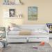 Wooden Daybed with Trundle Bed and Two Storage Drawers , Extendable Bed Daybed,Sofa Bed with Two Drawers