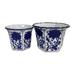 Sagebrook Home's Ceramic Set of 2 Fluted Chinoiserie Planters, Exquisite Blue and White, Perfect for Home Decor - 8" x 8" x 6"