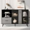 U-Style Featured 2-Door Storage Cabinet With 2-Drawers And Metal Handles,Multi-functional Use