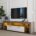 Simple modern TV stand with the toughened glass shelf Floor TV wall cabinet TV bracket with LED Color Changing Lights