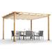 HAPPATIO 12 ft. x 12ft. Aluminum Pergola w/ Gray Retractable Canopy for Backyard, Garden, Patio | Wayfair HP-ZPPL1212-H-W7