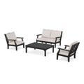 POLYWOOD® Martha Stewart By POLYWOOD 4 - Person Outdoor Seating Group w/ Cushions Plastic in Black | Wayfair PWS1542-2-BL145999