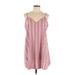 Shein Casual Dress - Mini V-Neck Sleeveless: Pink Stripes Dresses - Women's Size Large