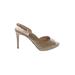 Nine West Heels: Slip-on Stilleto Minimalist Tan Solid Shoes - Women's Size 10 - Peep Toe