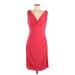 Lauren by Ralph Lauren Casual Dress - Sheath V Neck Sleeveless: Red Solid Dresses - Women's Size 8