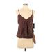 Lulus Sleeveless Blouse: Burgundy Print Tops - Women's Size X-Small