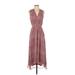 Joie Casual Dress - A-Line V Neck Sleeveless: Burgundy Dresses - Women's Size 2X-Small