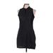 Adidas Casual Dress - Mini High Neck Sleeveless: Black Solid Dresses - Women's Size Medium