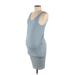 A Pea in the Pod Casual Dress - Bodycon Scoop Neck Sleeveless: Blue Stripes Dresses - Women's Size Medium Maternity