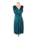 Shoshanna Cocktail Dress - Party V Neck Sleeveless: Teal Print Dresses - Women's Size 2