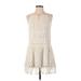 American Eagle Outfitters Casual Dress - A-Line Keyhole Sleeveless: Ivory Print Dresses - Women's Size 2X-Small