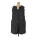 Lands' End Casual Dress - Shift V-Neck Sleeveless: Black Polka Dots Dresses - Women's Size 3X