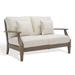 Rosalind Wheeler 57.2" Wide Outdoor Loveseat w/ Cushions Wood in Brown/Gray | 32.6 H x 57.2 W x 35.6 D in | Wayfair