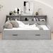 Red Barrel Studio® Twin To King Size Daybed Frame w/ Storage Bookcases, Two Drawers & Charging Design Wood in Gray | Wayfair