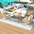 Bay Isle Home™ Woodsdale 4 - Person Outdoor Seating Group w/ Cushions in Brown | Wayfair 02954143AA2547BEBCD1BBDC8ADA6475