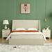 Latitude Run® Bertolucci lift storage flat bed Upholstered/Metal/Linen in White | 44.9 H x 60.6 W x 81.1 D in | Wayfair